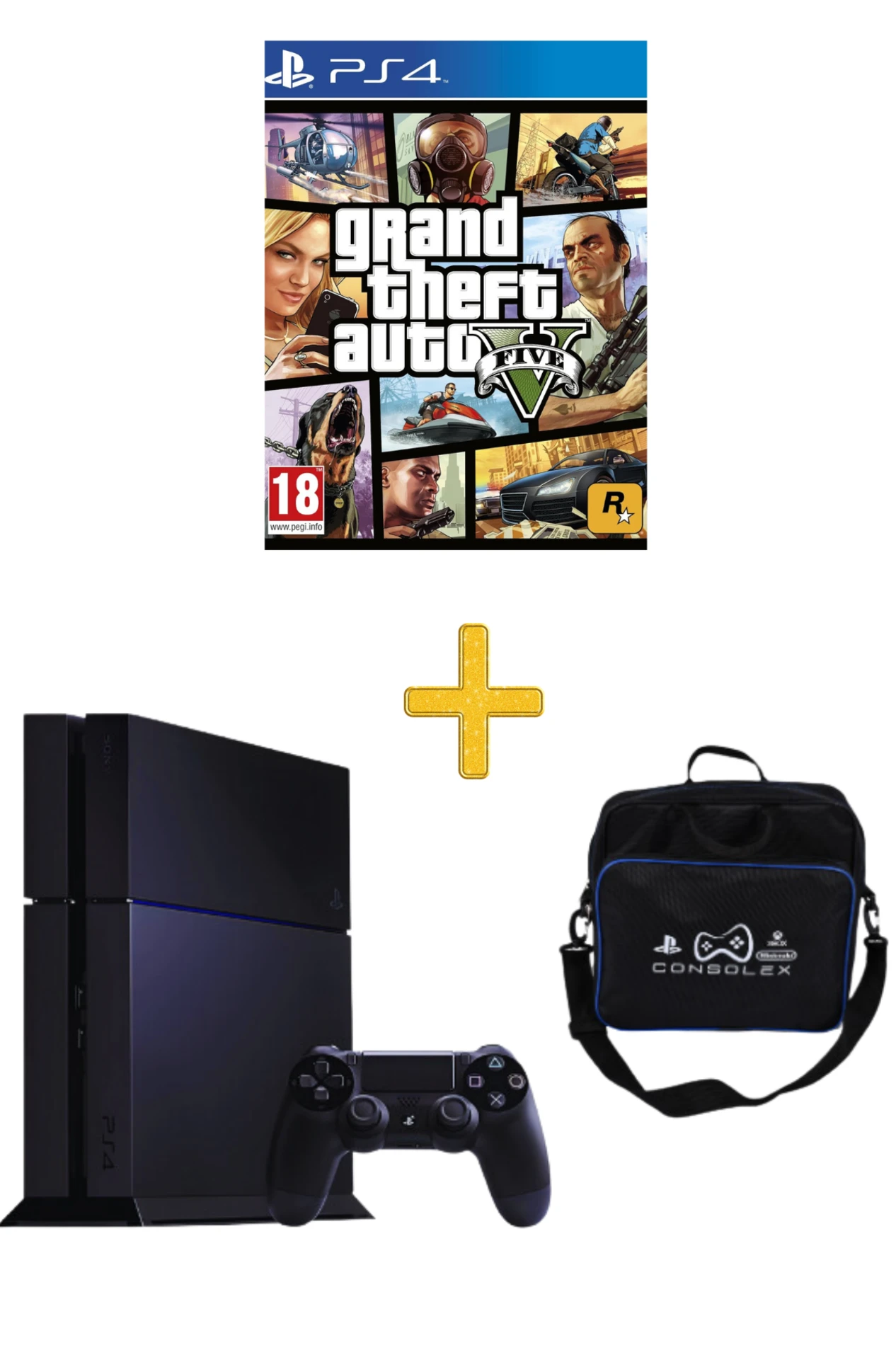 Sony Playstation 4 Standart - 1 TB + yenilenmiş + Tek Kol + Consolex Çanta + GTA 5