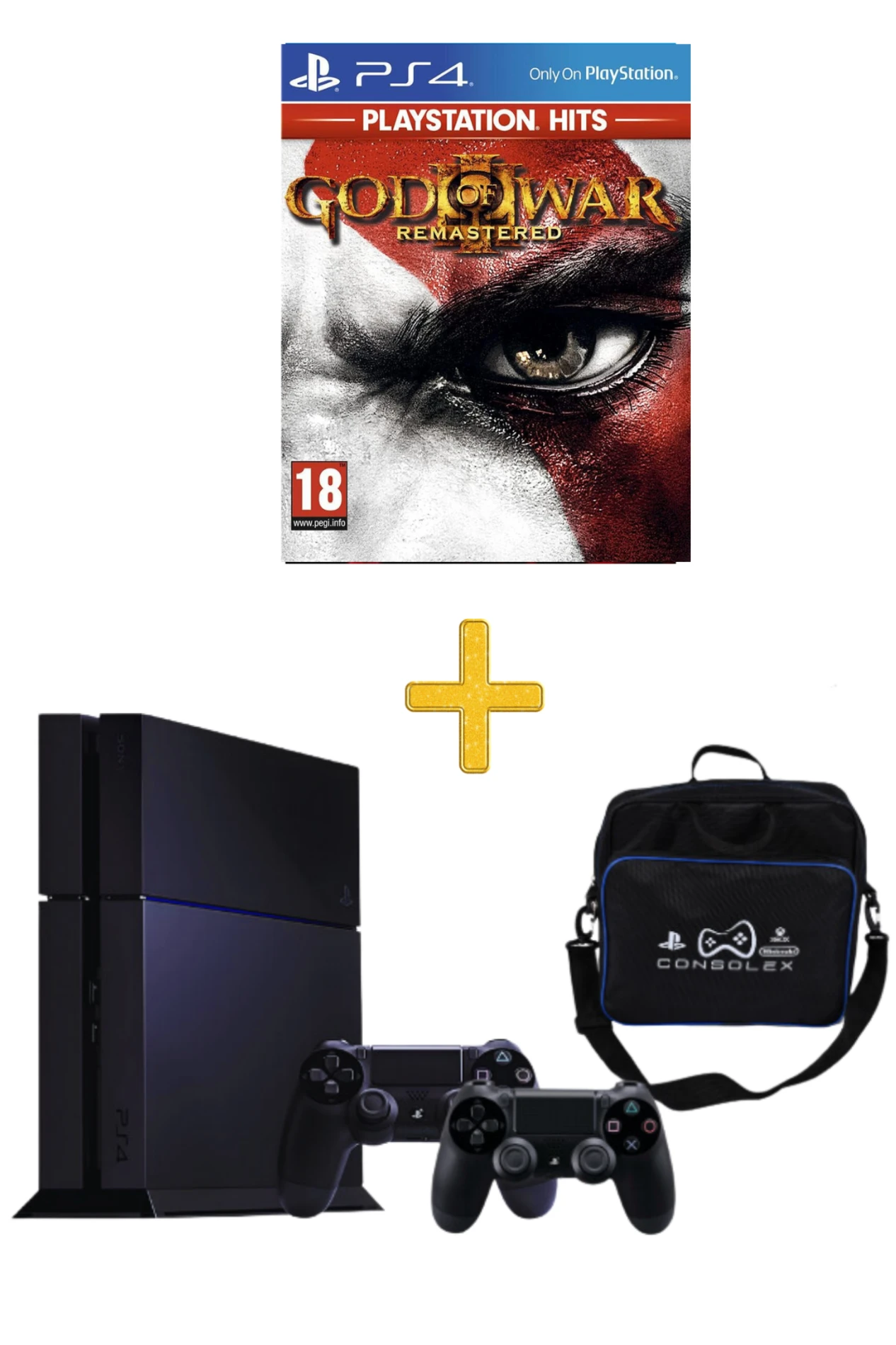 Sony Playstation 4 Standart - 500 GB + yenilenmiş + Çift  Kol + Consolex Çanta +  God Of War 3