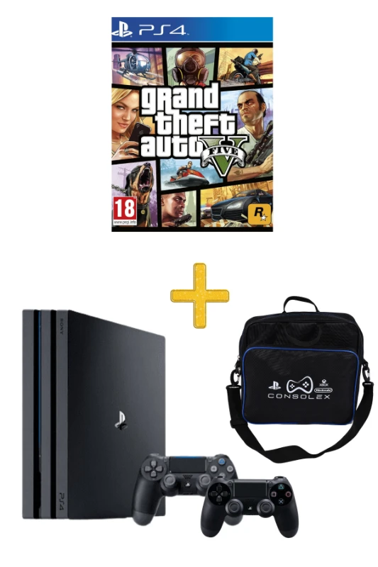 Sony Playstation 4 PRO - 1 TB + yenilenmiş + Çift Kol + Consolex Çanta + GTA 5