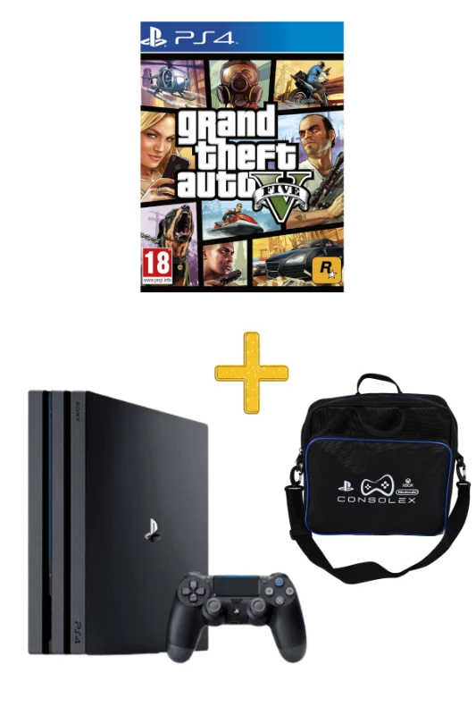 Sony Playstation 4 PRO - 1 TB + yenilenmiş + Tek Kol + Consolex Çanta + GTA 5