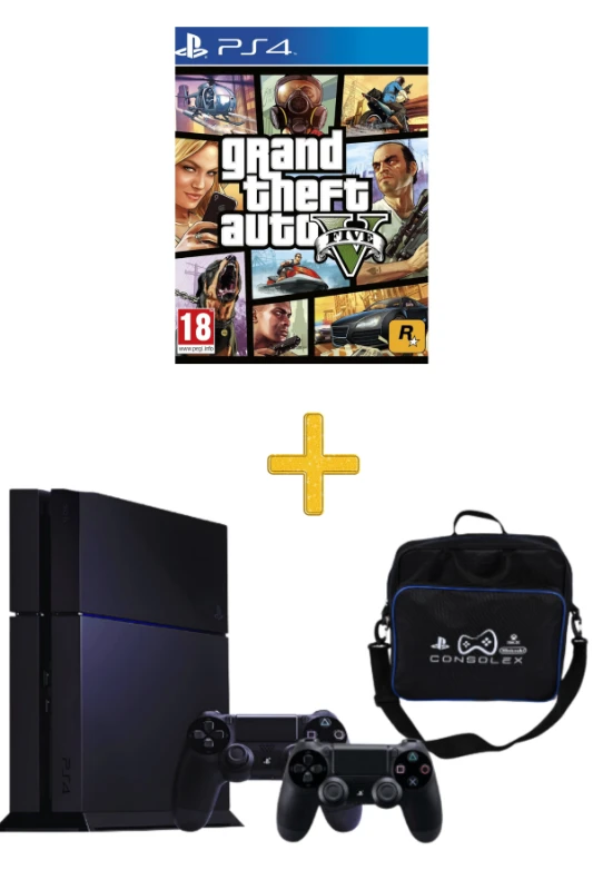 Sony Playstation 4 Standart - 1 TB + yenilenmiş + Çift Kol + Consolex Çanta + GTA 5