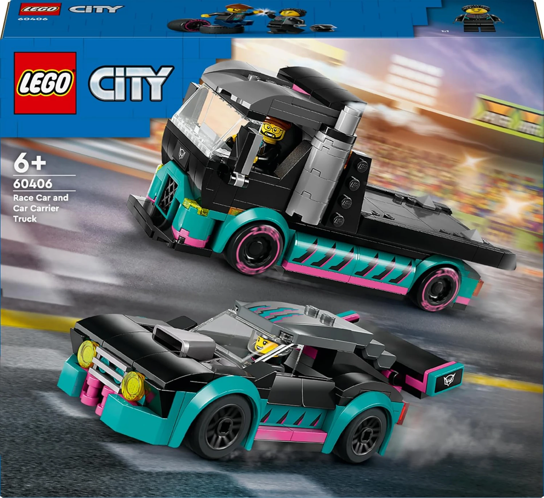 LEGO City Yarış Arabası ve Araba Taşıyıcı Kamyon 60406 +6 Yaş  (328 Parça)