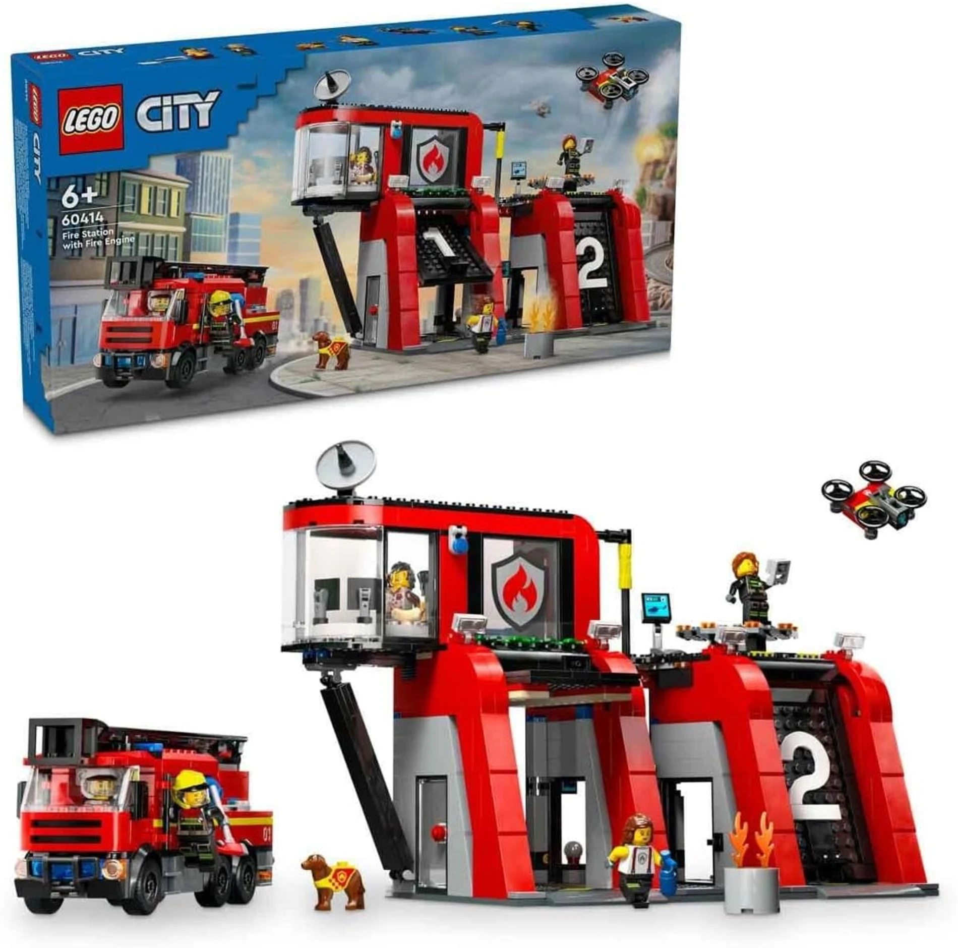 LEGO City İtfaiye Kamyonlu İtfaiye Merkezi 60414 +6 Yaş  (843 Parça)