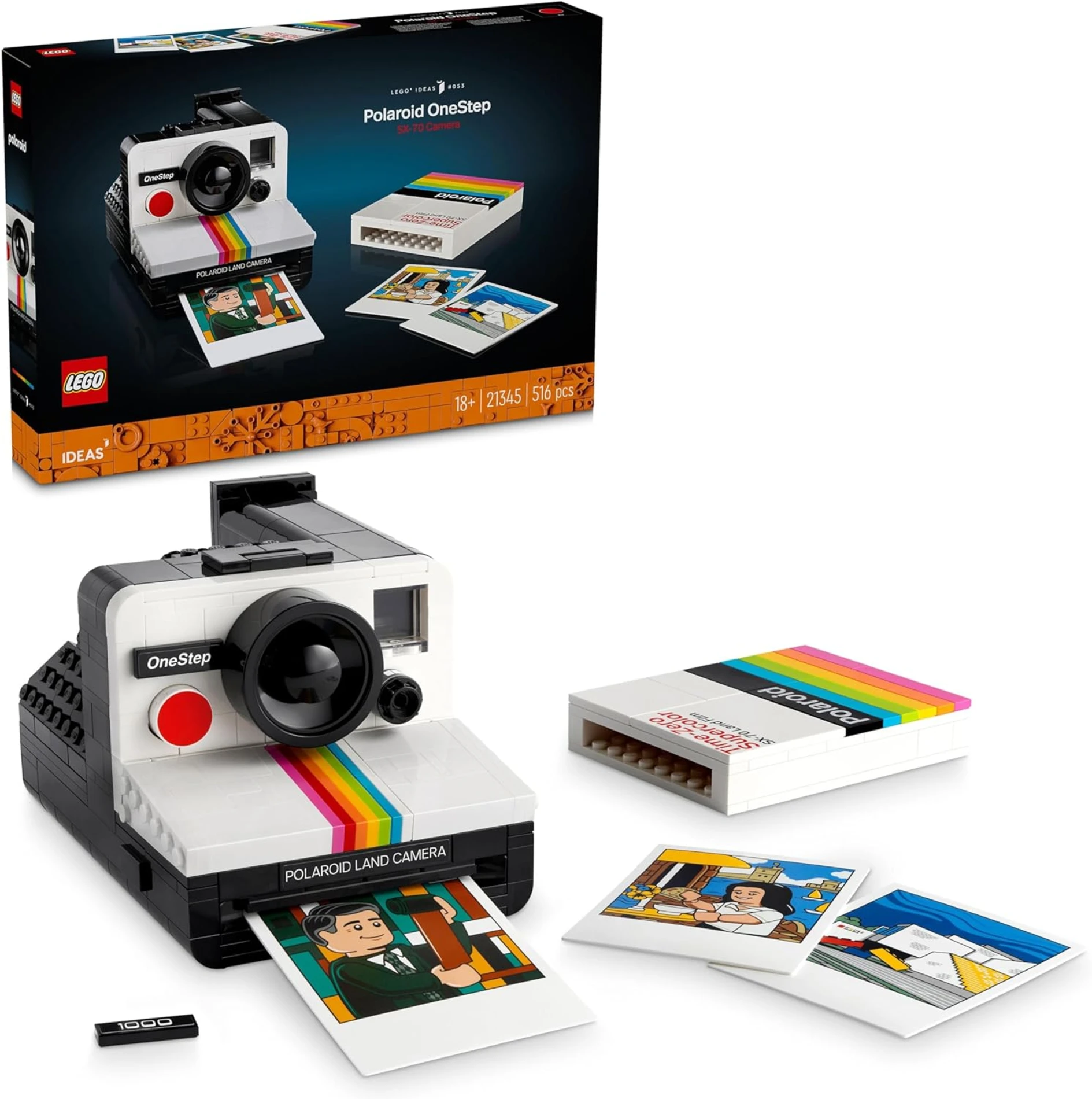  LEGO Ideas Polaroid OneStep SX-70 Kamera 21345 – Fotoğraf Meraklısı Yetişkinler için Koleksiyonluk  (516 Parça)