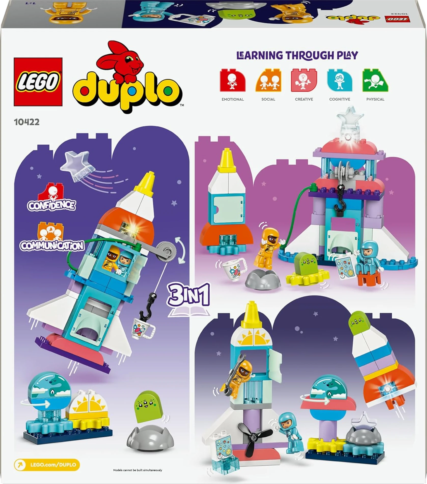  LEGO DUPLO 3’ü 1 Arada Uzay Mekiği Macerası 10422 +3 Yaş  (58 Parça)