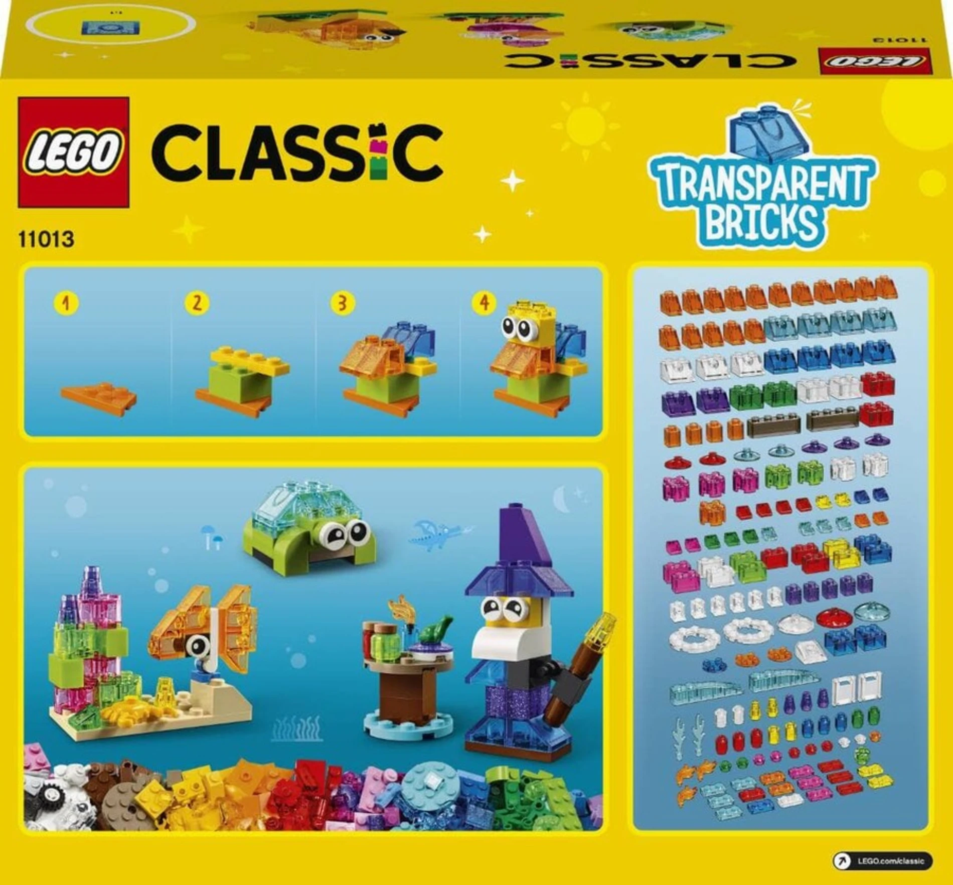 LEGO Classic Yaratıcı Şeffaf Yapım Parçaları 11013 +4 Yaş  (500 Parça)