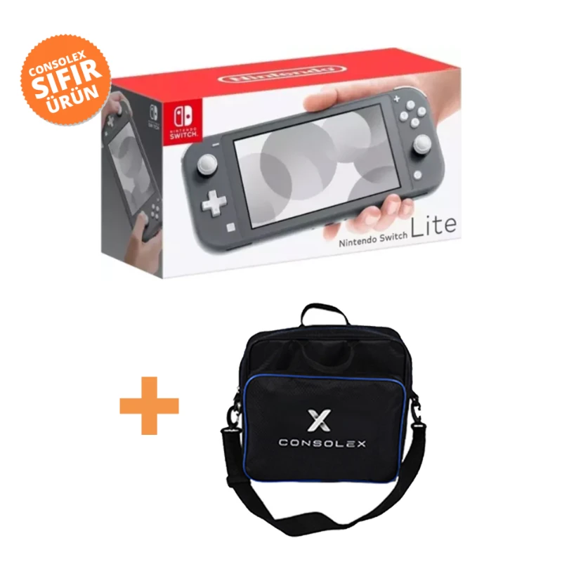 N Switch Lite Gri Oyun Konsolu ConsoleX Taşıma Çantası Hediyeli