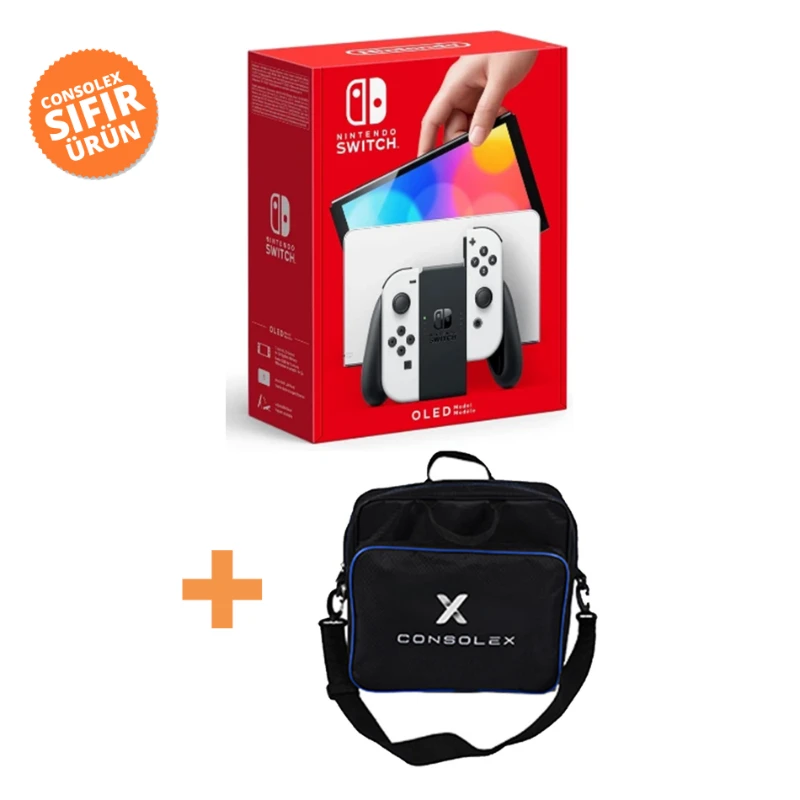 N Switch OLED Model White ConsoleX Çanta Hediyeli