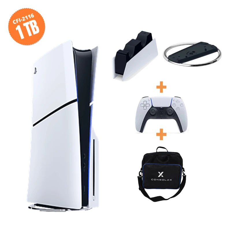 Sony PS5 Slim Standart (CFI-2116) 1TB Tek Kol Şarj İstasyonu Dikey Stand ConsoleX Çanta