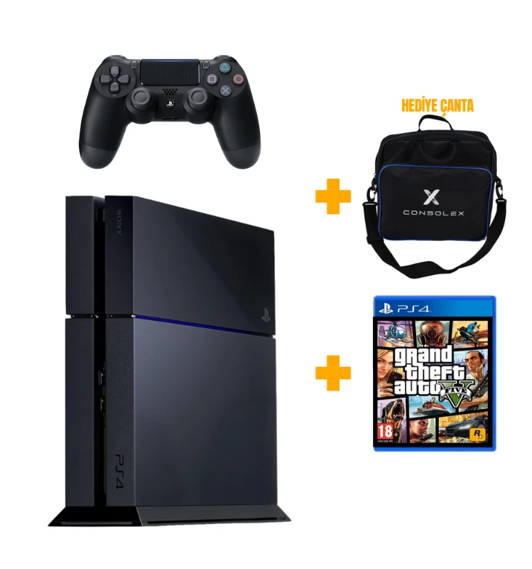 Sony PlayStation 4 Standart 1TB + Tek Kol + GTA 5 Disk Oyun + ConsoleX Çanta (Yenilenmiş)