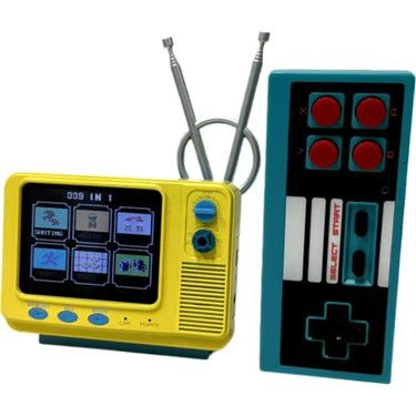 Retro Mini TV Görünümlü 399 Oyunlu Mini Taşınabilir Oyun Konsolu – Sarı CL-RM2025-YL