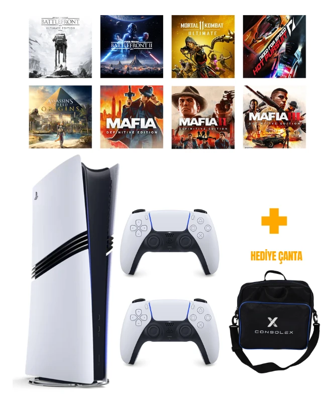 Sony PlayStation 5 Pro 2TB (CFI-7121) + 8 Dijital Oyun + Çift Kol + ConsoleX Çanta