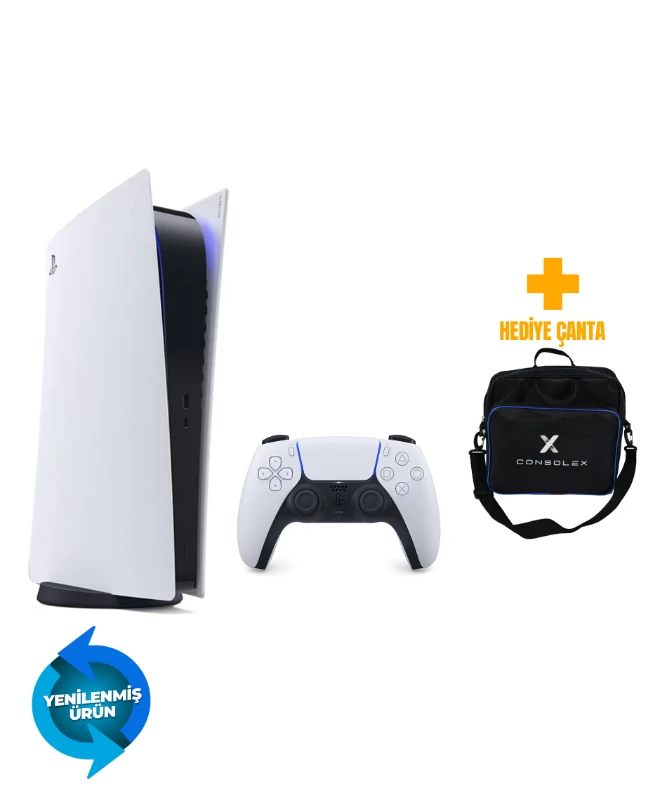 Sony PS5 Dijital 825GB Standart Kasa + Tek Kol + ConsoleX Çanta (Yenilenmiş – 2 Yıl Garantili)