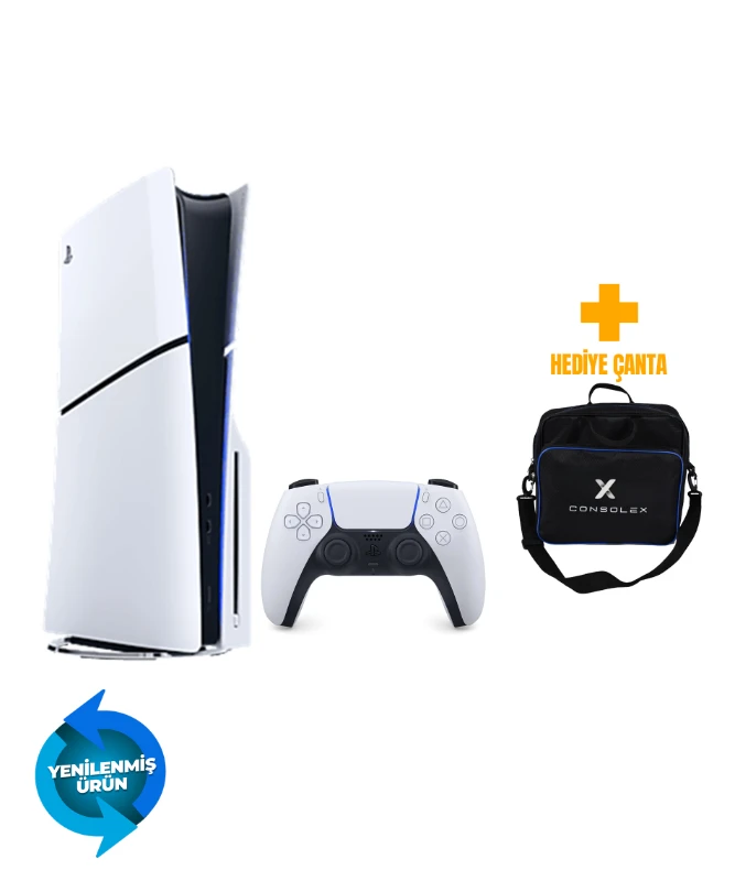 Sony PS5 Slim 1TB CD Edition + Tek Kol + ConsoleX Çanta (Yenilenmiş – 2 Yıl Garantili)