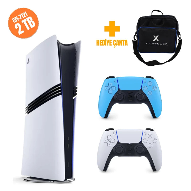 Sony PlayStation 5 Pro 2TB CFI7121 Avrupa Çift Kol Mavi ConsoleX Çantalı