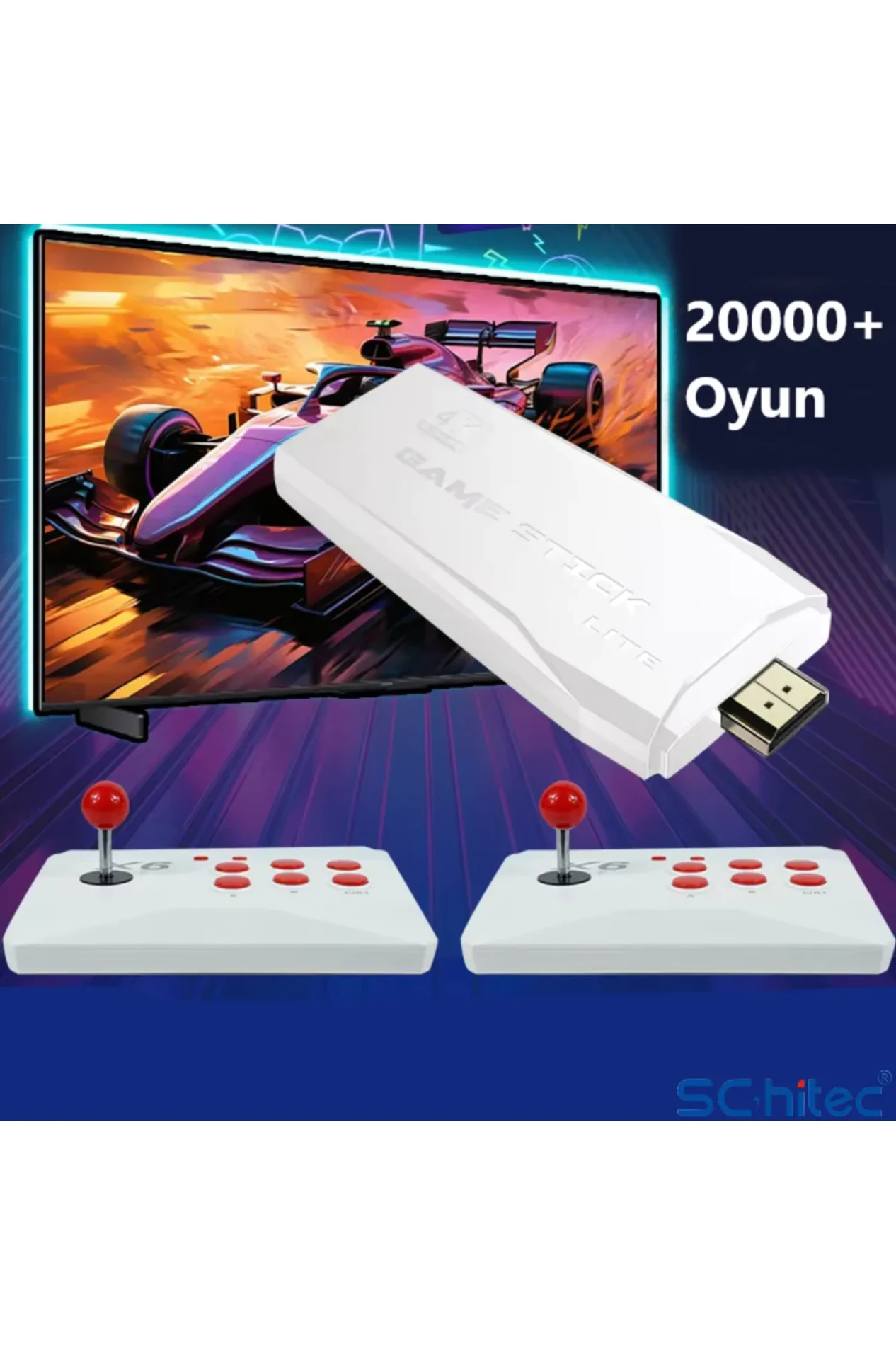 Schitec X6 4KHD Retro Oyun Konsolu – 21.150 Oyunlu, Kablosuz Çift Joystickli, 64GB