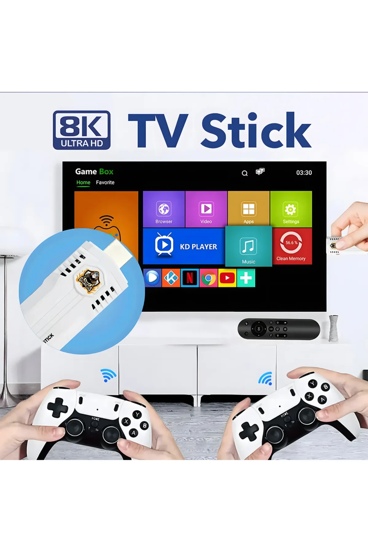 Dragon K8 Pro Android 12.1 TV Box – 64GB | 40.000+ Retro Oyun | Netflix & YouTube Destekli | 4K HDMI | Kablosuz Çift Gamepadli