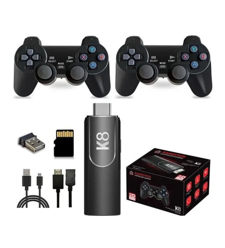 DOREKA K8 GameStick – 64GB Mini Retro Oyun Konsolu | 4K HDMI | 10.000+ Oyun | Kablosuz 2 Kol