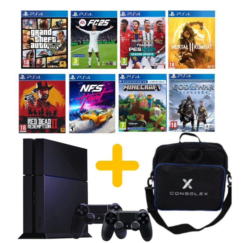 Sony Playstation 4 Standart 1 TB + Çift Kol + 9.00/11.00 + (yenilenmis) + Consolex Çanta