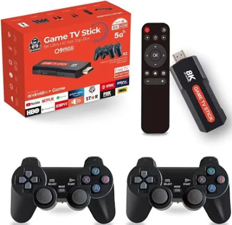 Game TV Stick X2 – 10.000+ Retro Oyun Konsolu – HDMI Tak Çalıştır Sistem – 2 Kablosuz Gamepad