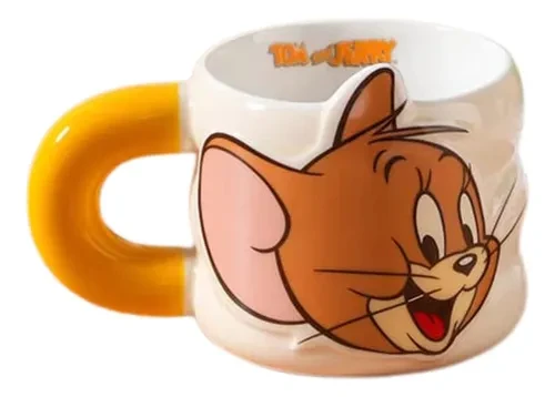 Tom ve Jerry Seramik Kupa Bardak –  Jerry  Desenli (Sarı Kulplu) CL-778