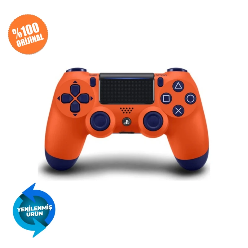 Sony DualShock 4 PS4 Kablosuz Oyun Kumandası – Siyah-Turuncu (Yenilenmiş)