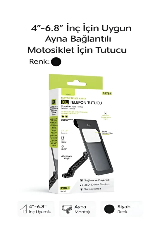 BST-39 Motosiklet Ayna Montajlı Kapaklı Telefon Tutucu
