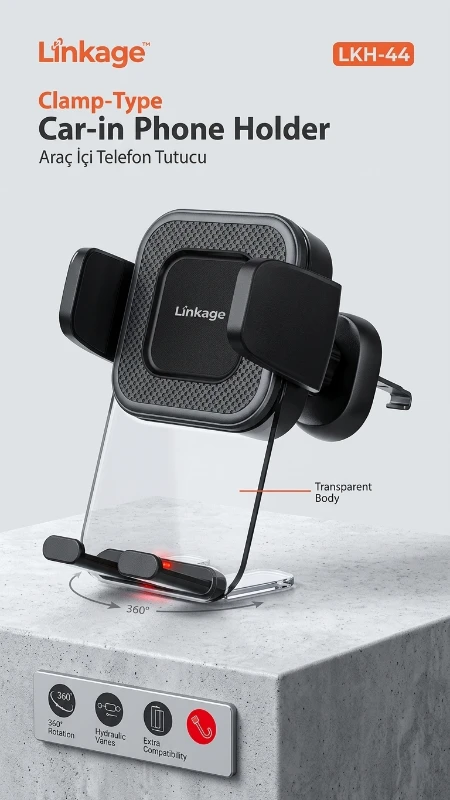 Linkage LKH-44 Clamp Tipi Araç İçi Telefon Tutucu