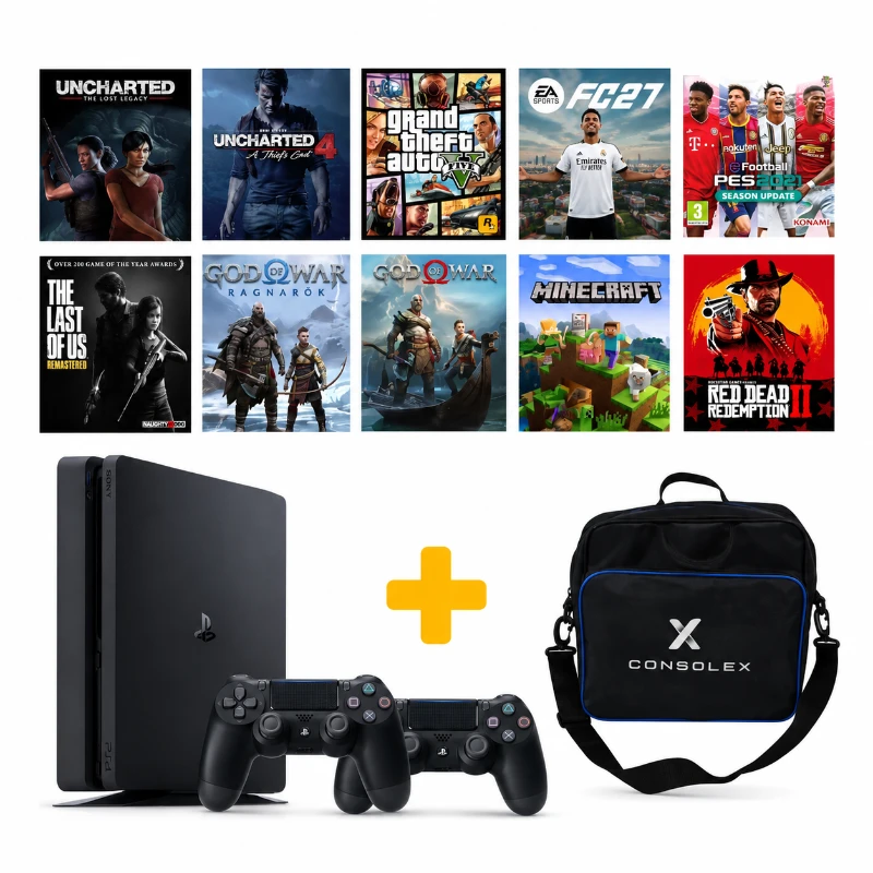 Sony PS4 Slim 1TB (Yenilenmiş) + Çift Kol + ConsoleX Çanta + Yazılımlı