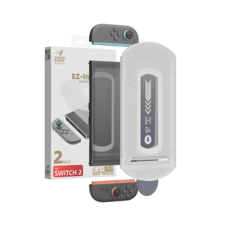 N.Switch 2 İçin 2’li Temperli Cam Ekran Koruyucu – Savage Raven EZ-In