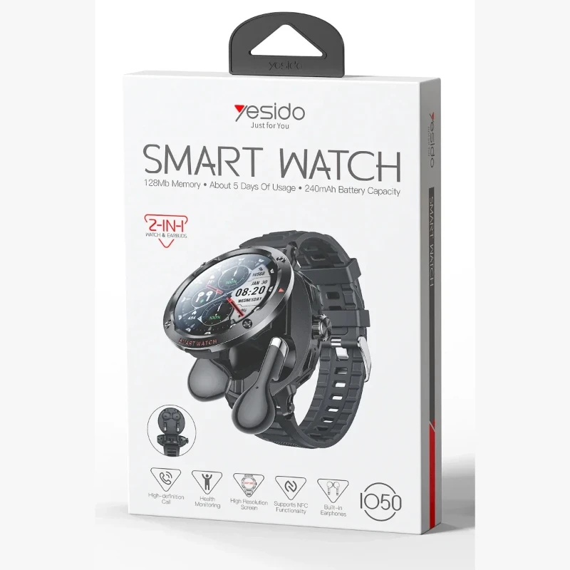 Yesido IO50 2-IN-1 Smart Watch & Earbuds – Dahili Kulaklıklı Akıllı Saat