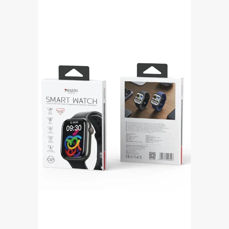 Yesido IO25 Smart Watch 2.02” HD IPS Ekran BT Call Akıllı Saat – Siyah - 2 Kordon Set