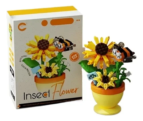 Ayçiçeği ve Arı Mikro Blok Saksı Yapı Seti 279 Parça - Flower Serisi