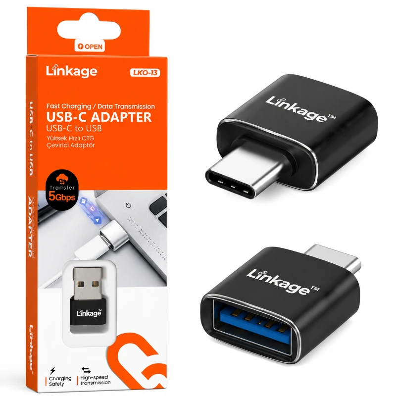 Linkage LKO-13 USB-C to USB-A OTG Adaptör 5Gbps Hızlı Veri Aktarım Dönüştürücü