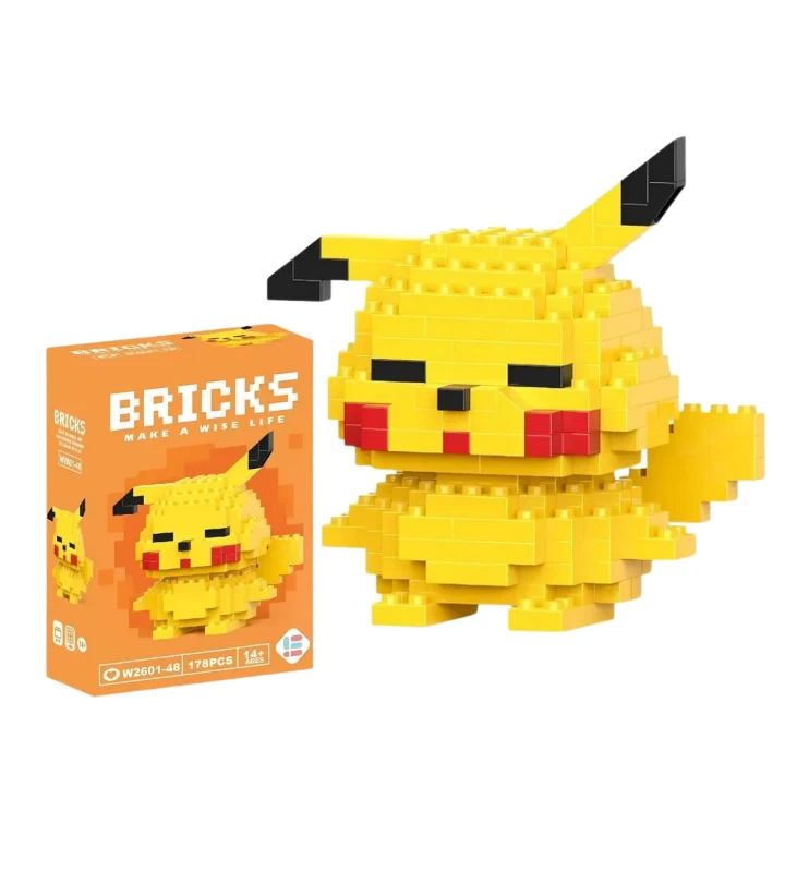 Bricks Puzzle Pikachu Mini Mikro Blok Yapı Oyuncağı Koleksiyon Seti - Q5011